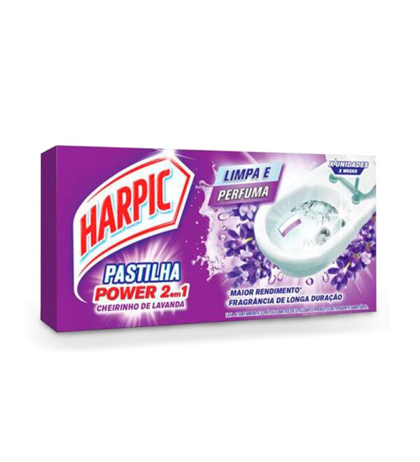 Pastilha Sanitária Adesiva Harpic contém 3